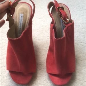 Diane VonFurstenberg red suede sandals size 7